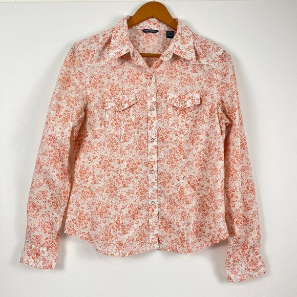 American Eagle Outfitters Western Style Floral Print Snap Button Top Size L - Picture 1 of 14
